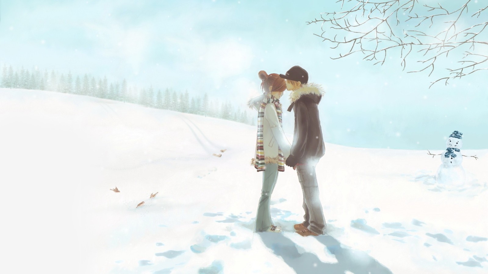 Cute Anime Winter wallpaper 1600x900 14744 1600x900