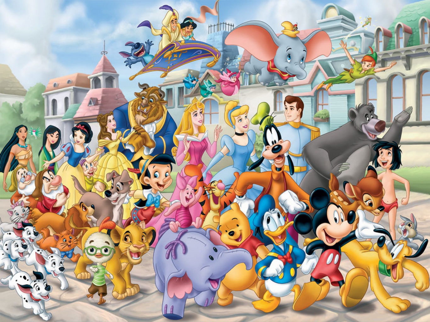  wallpapers wallpaper download many disney characters disney 1366x1024