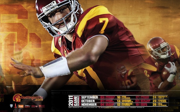 USC 2011 Football Schedule Wallpaper featuring Matt Barkley 600x374