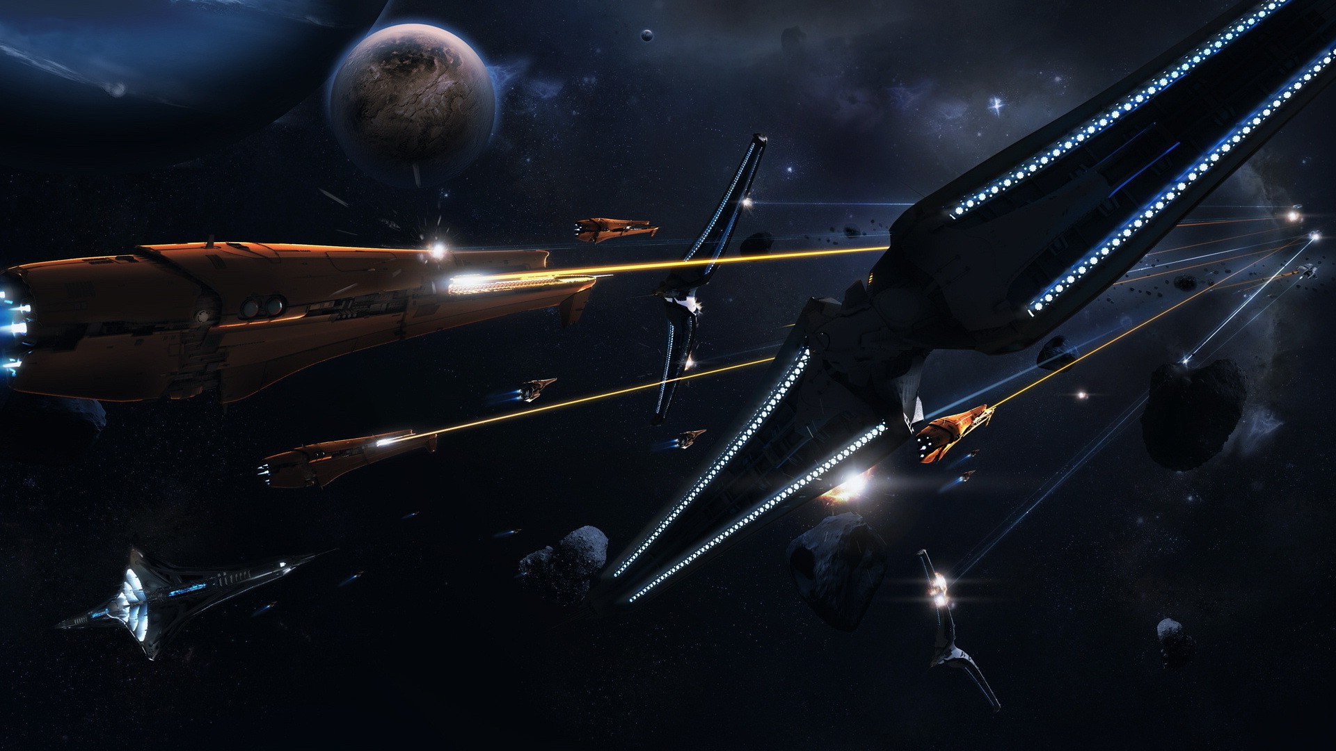 spaceship Artwork Digital Art Space War Stars Planet 1920x1080