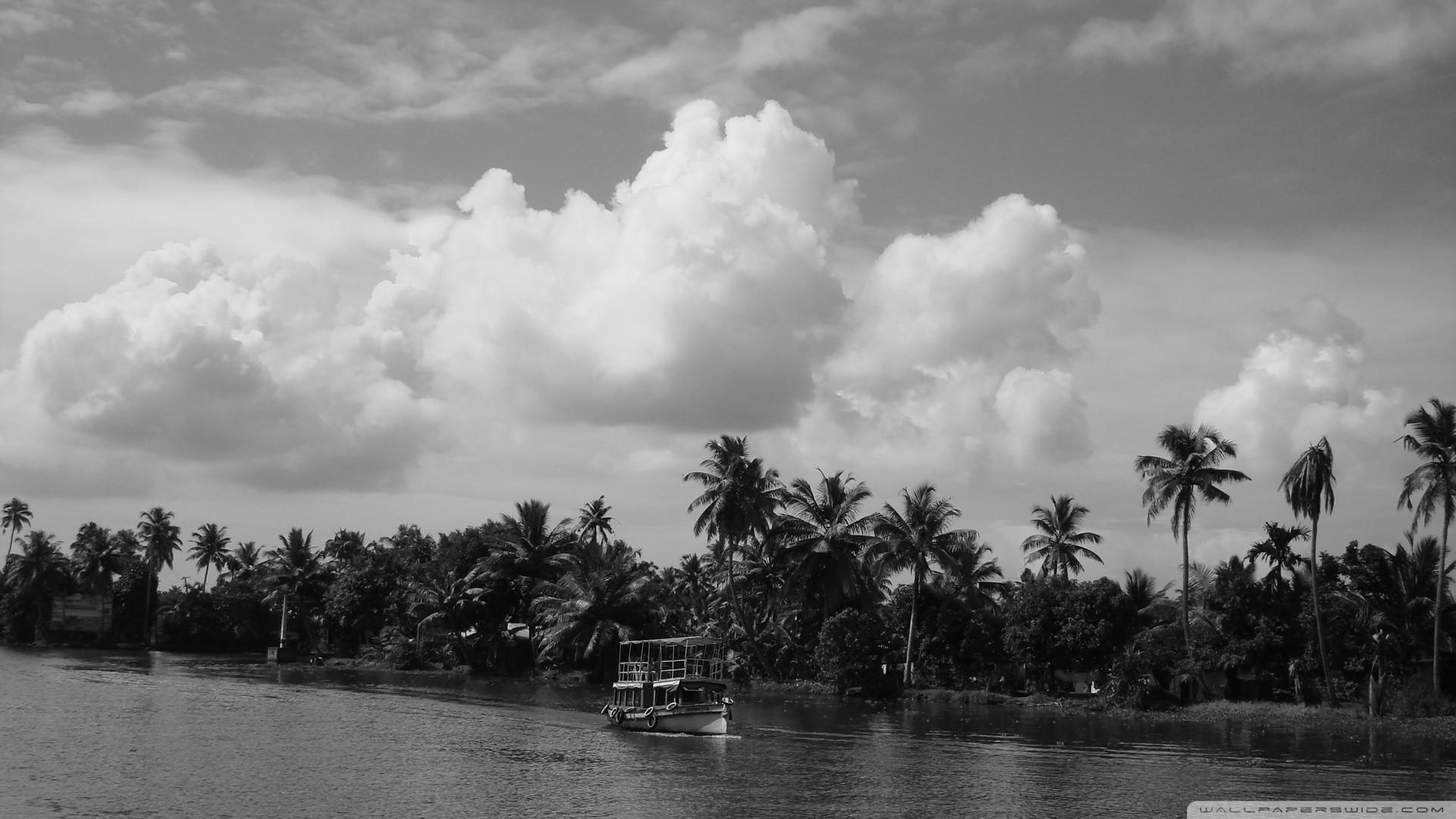 Black and white clouds nature trees lakes wallpaper 6166 1920x1080