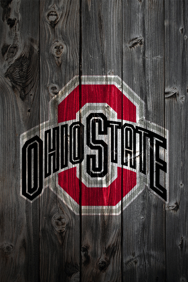 Ohio State Buckeyes Logo on Wood Background   iPhone 4 wallpaper 640x960