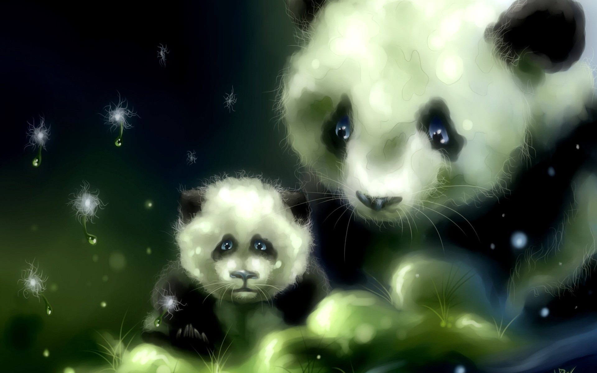 art panda bears babies cute wallpaper background 1920x1200