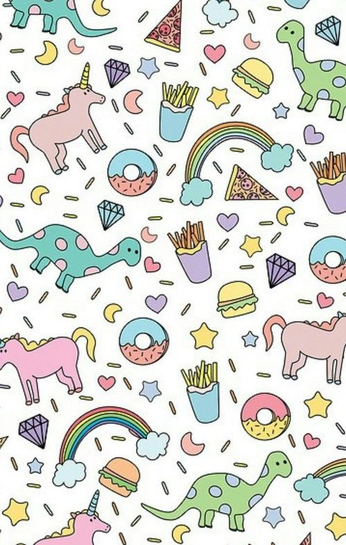  dinosaur rainbow french fry iphone wallpaper Background cute 500x787