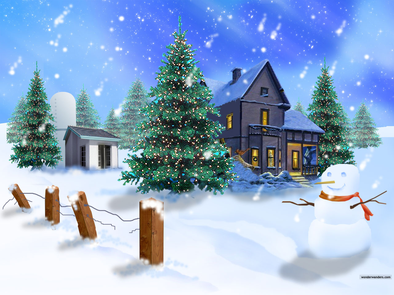 Cute Winter Scene Christmas Wallpaper 1280x960