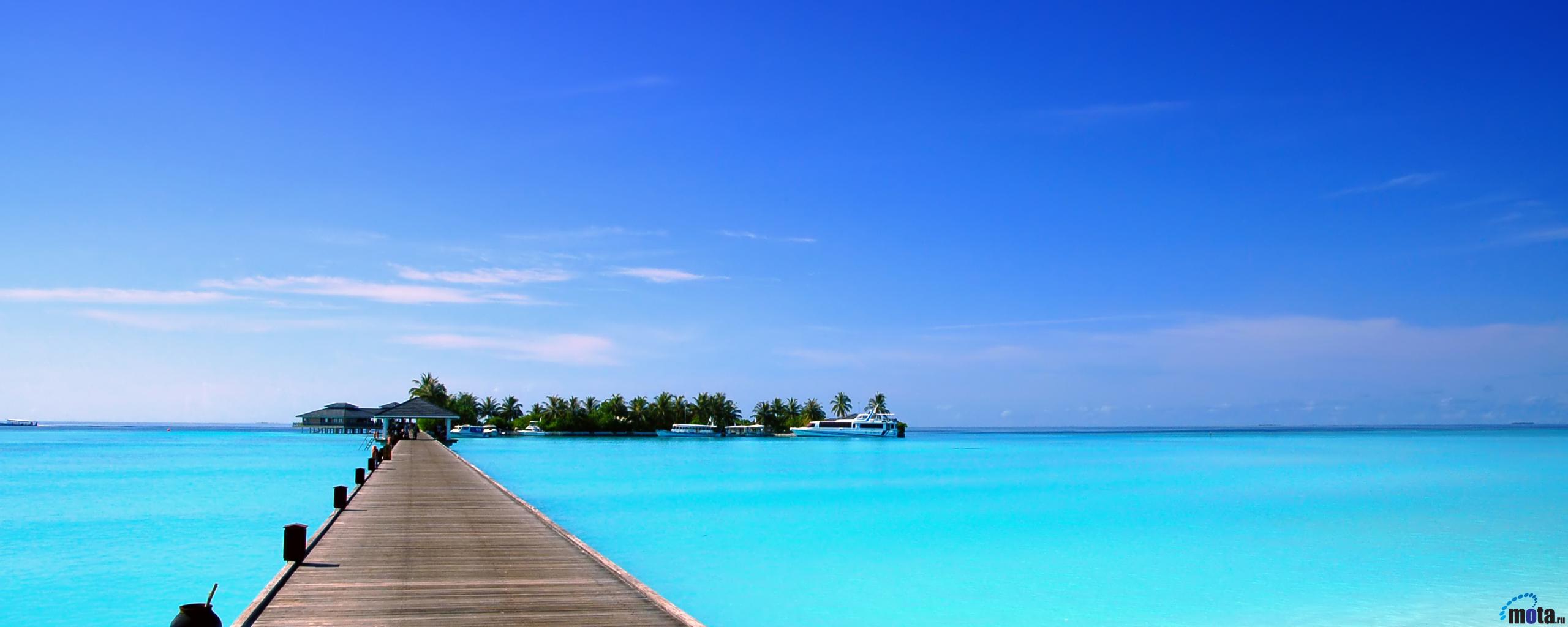 Maldives Tropical Beach Island Hd Wallpaper 793 Wallpaper 2560x1024