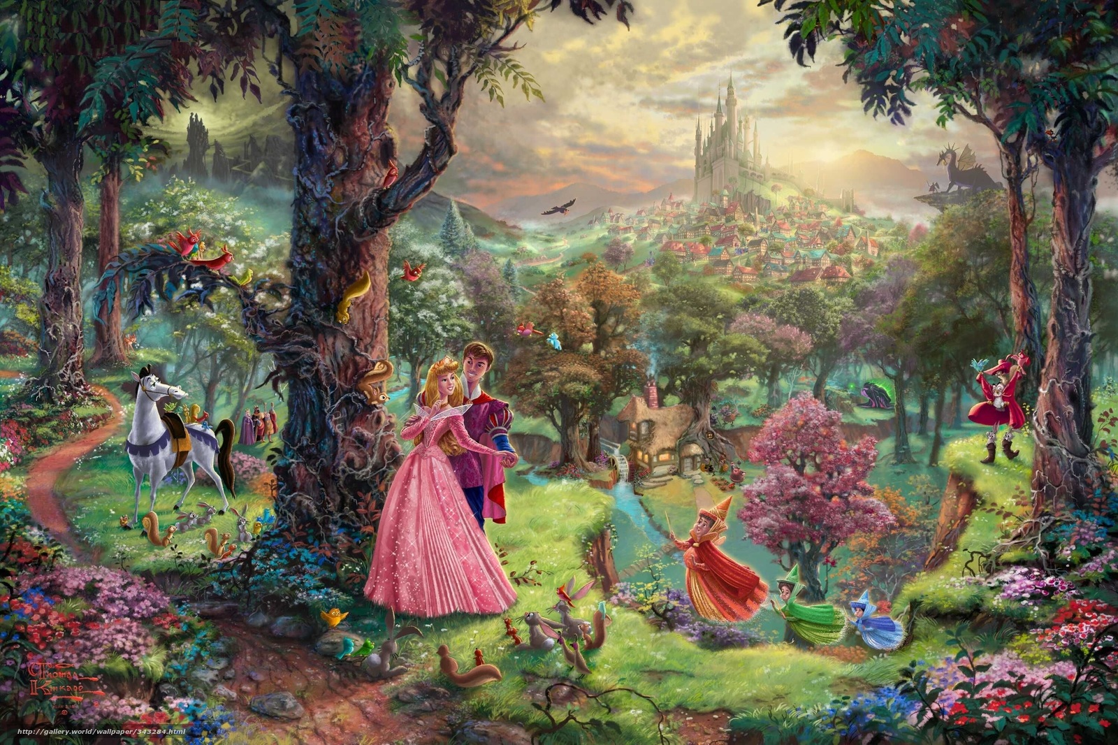 Download wallpaper Thomas Kinkade painting Sleeping 1600x1066