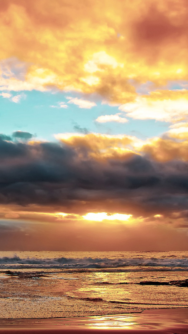  Download Ocean Beach Sunset HD iPhone 5 Wallpapers 640x1136