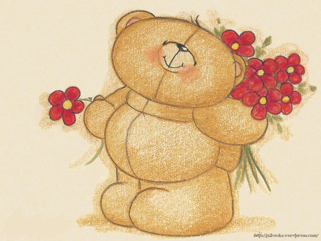 cute bear with red flowers wallpaper 1024x768 Idle Ramblings 1024x768