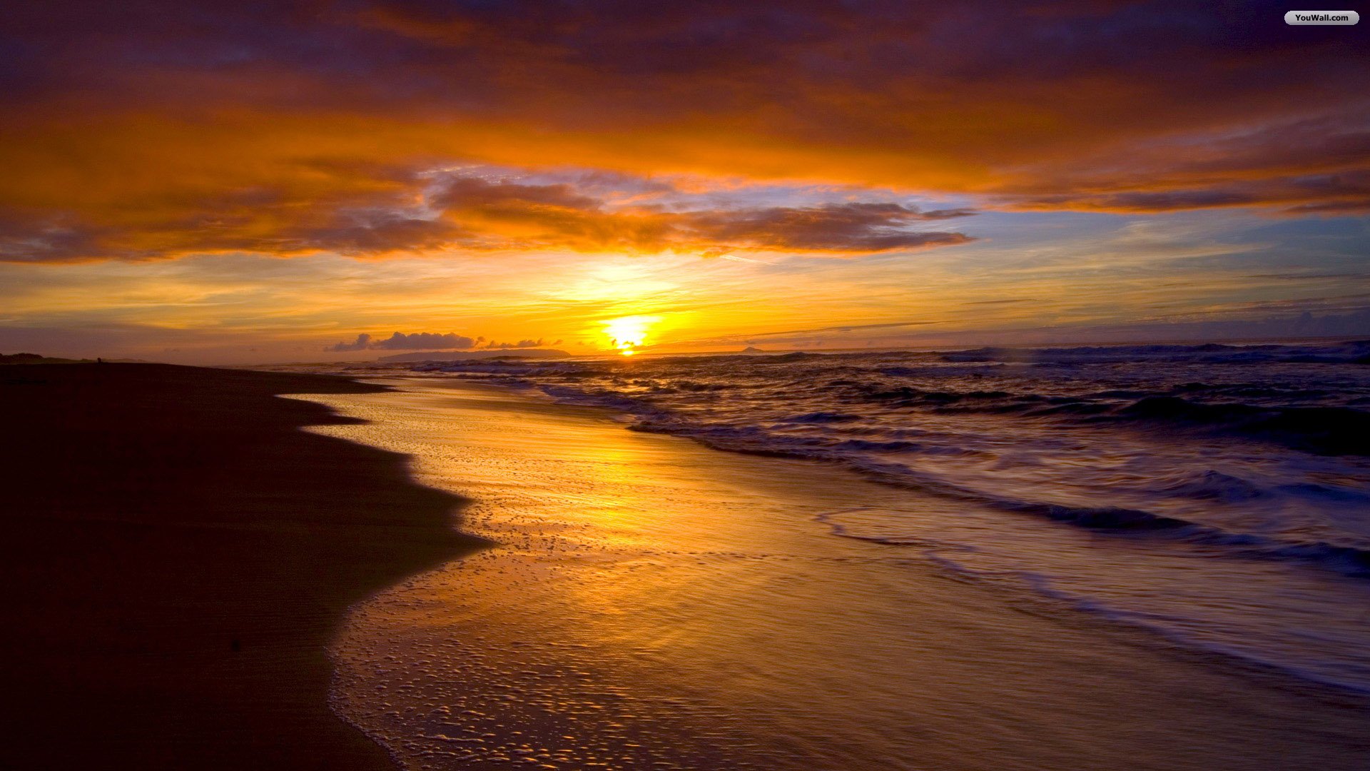 YouWall   Beach Sunset Wallpaper   wallpaperwallpapersfree wallpaper 1920x1080