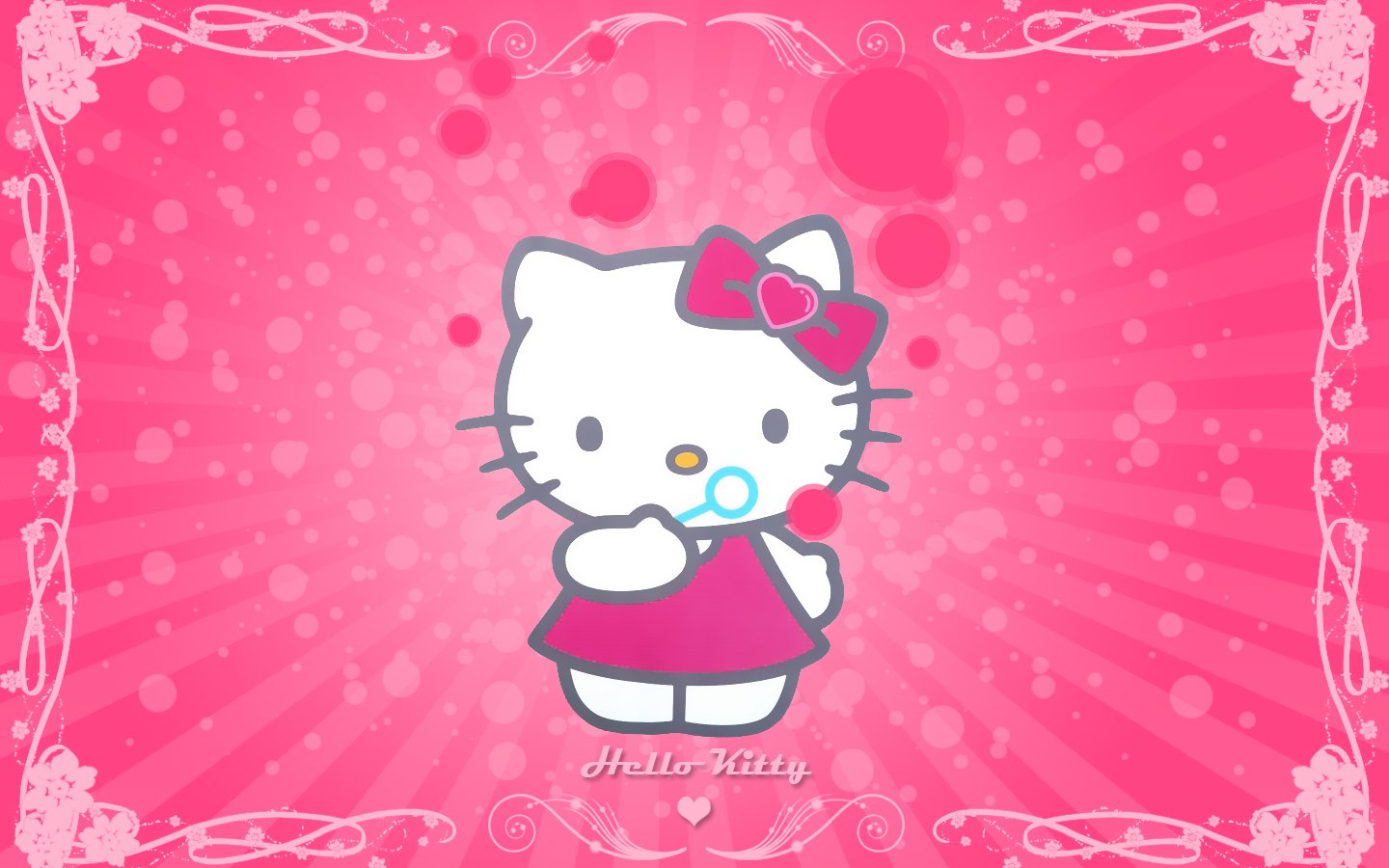 Hello Kitty Cute Pink Background Wallpaper with 1440x900 Resolution 1440x900