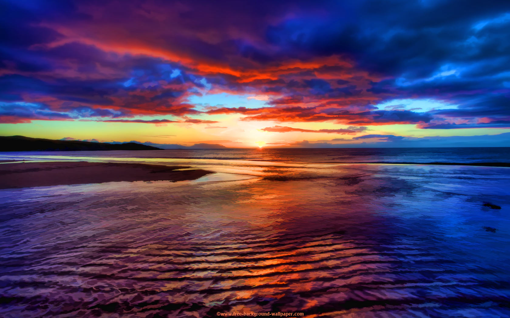 Sunset Beach Scotland   Beautiful Background Wallpaper   1680x1050 1680x1050