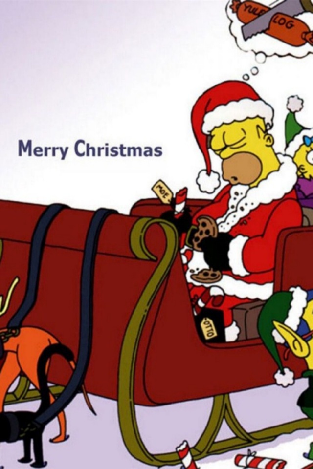 Simpsons Christmas Hd Wallpaper   640x960   376512 640x960