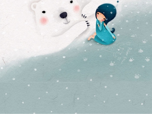 白熊与女孩-可爱几米风格ppt背景图片_PPT模板|PPT背景 ...