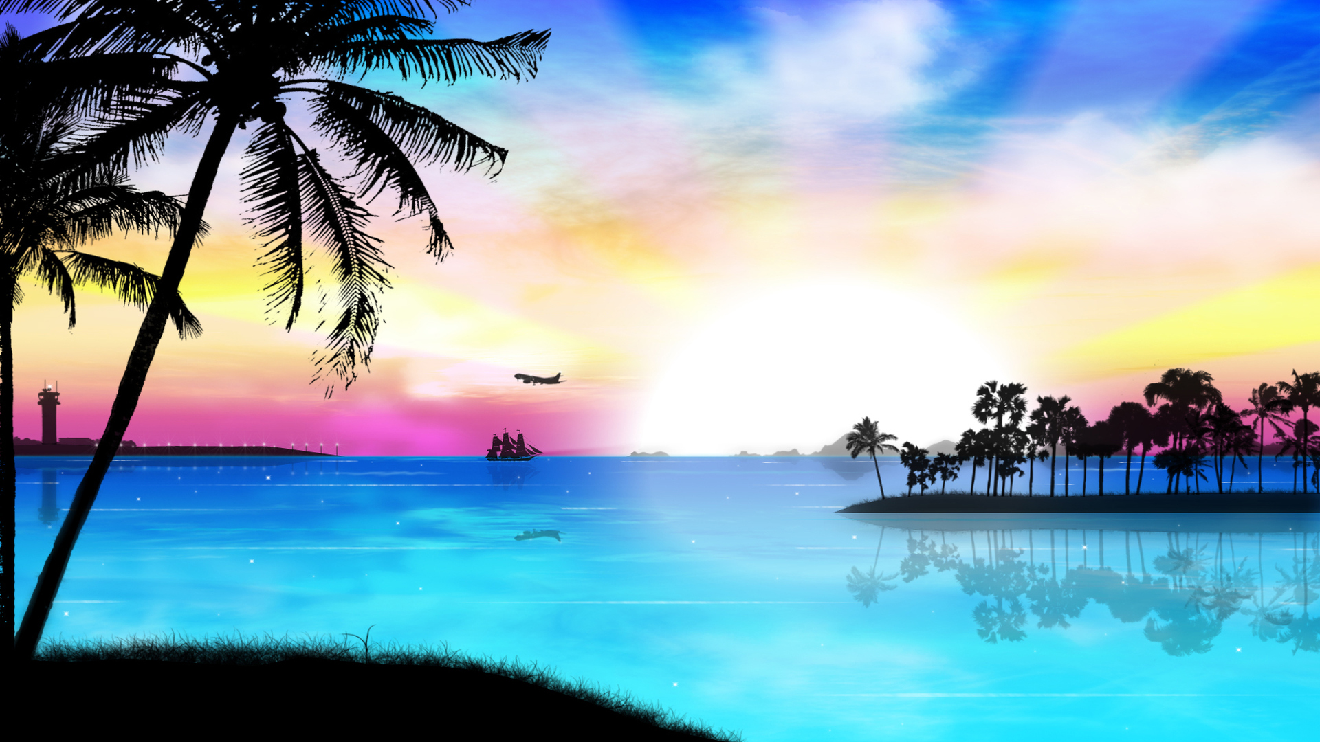 Similiar Tropical Beach Sunset Hd Wallpaper Keywords 1920x1080