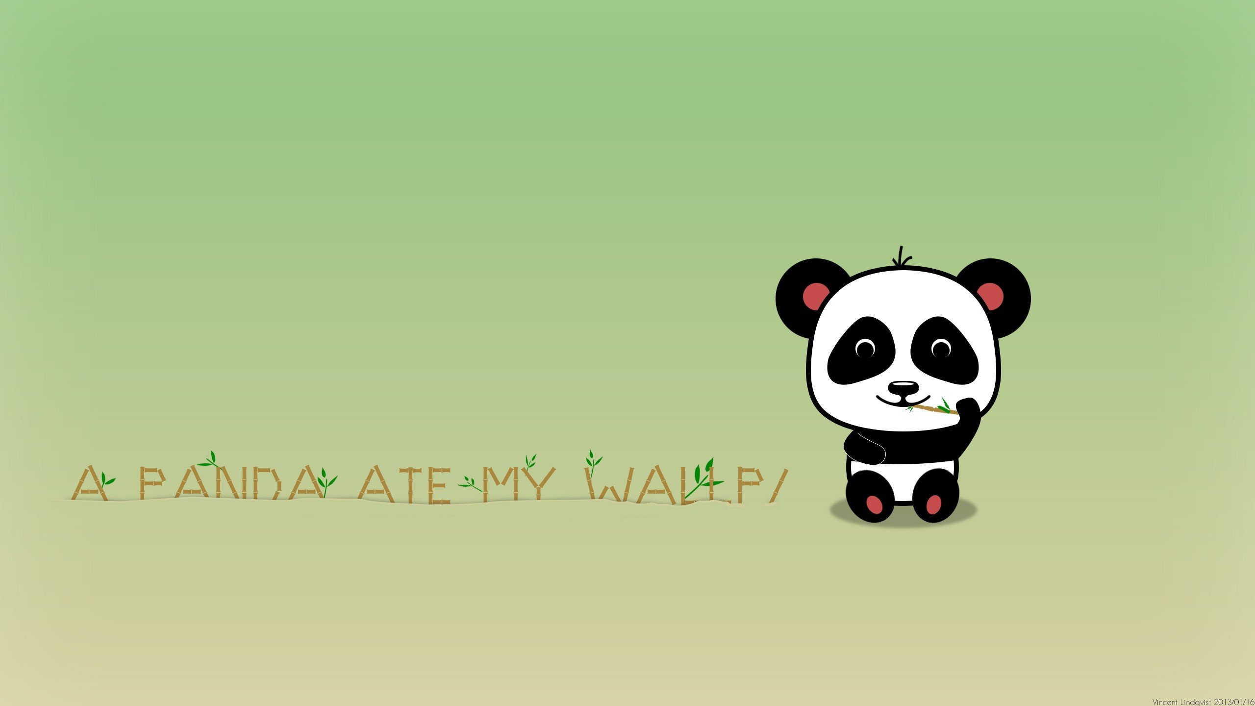 Funny Cute Panda Eat Bamboo Wallpaper   HD Background 2560x1440