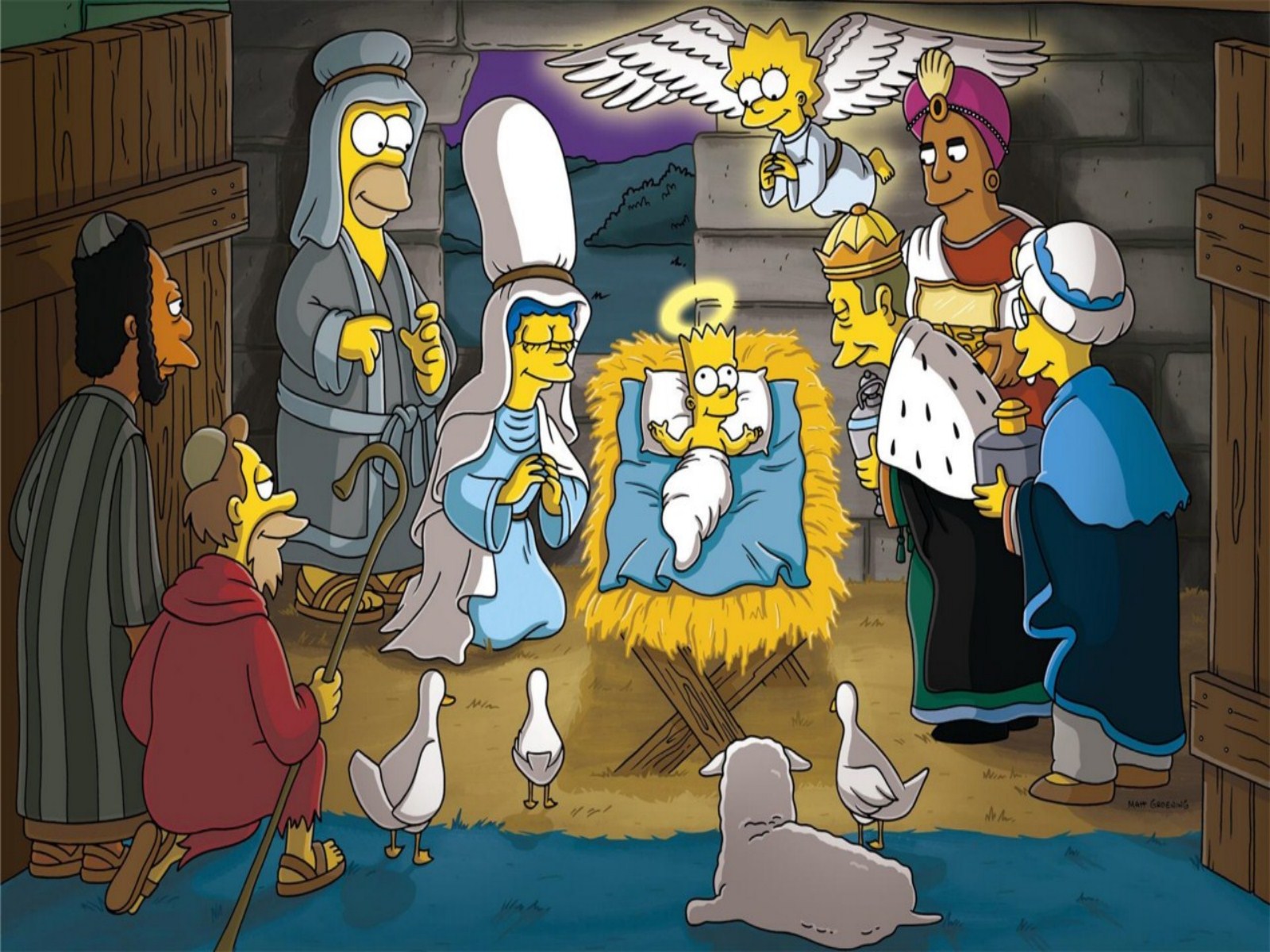 Simpsons Christmas Desktop Wallpaper   1600x1200   370466 1600x1200