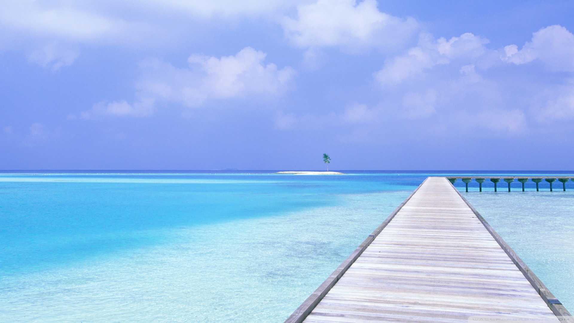 Download Footbridge Over Blue Ocean Wallpaper 1920x1080 1920x1080