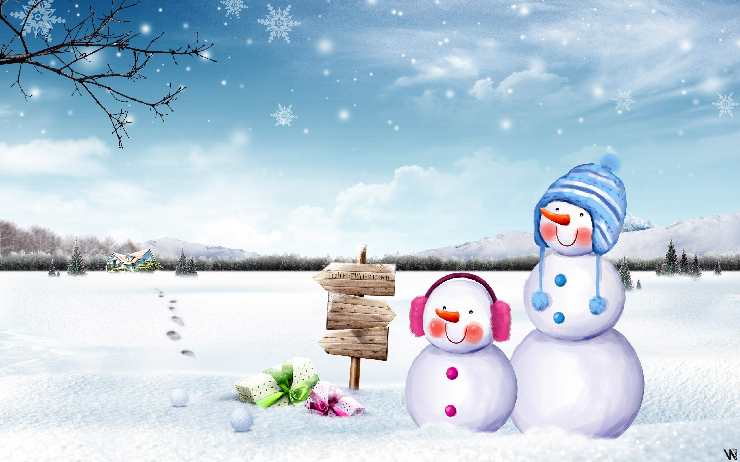 schattig sneeuwmannen wallpaper   ForWallpapercom 2560x1600