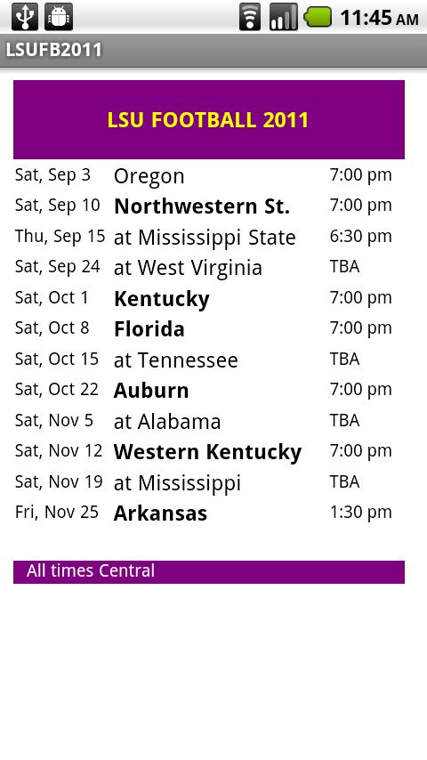 LSU Football Schedule   screenshot 480x854