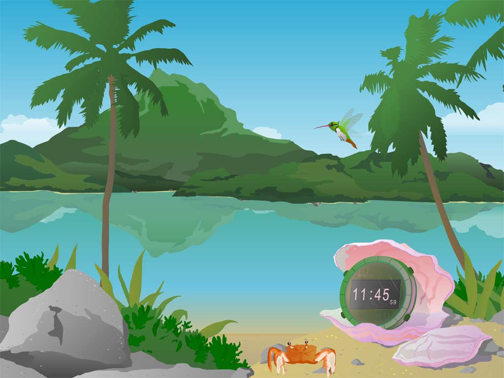 tropical clock live wallpaper for windows tropical clock screensaver 1024x768