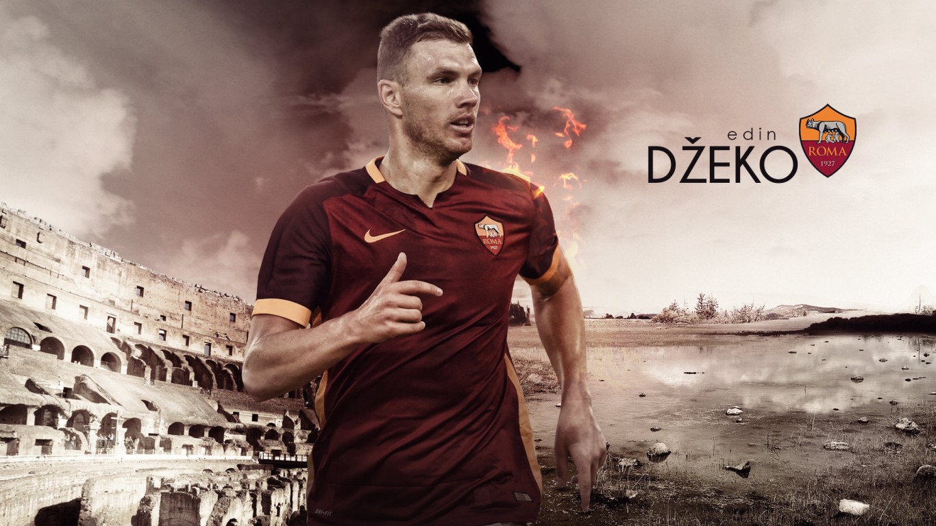 Edin Dzeko AS Roma 20152016 Wallpaper   Football Wallpapers HD 1366x768