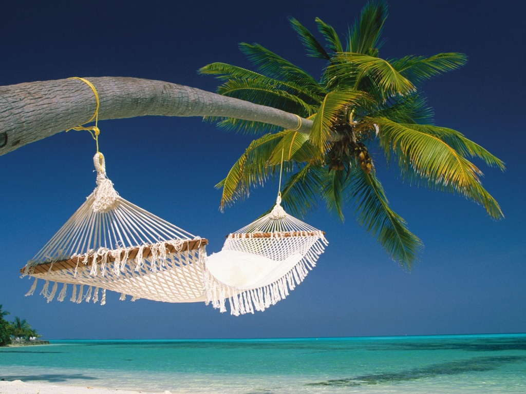 White hammock in the maldives wallpaper Wallpaper Wide HD 1024x768