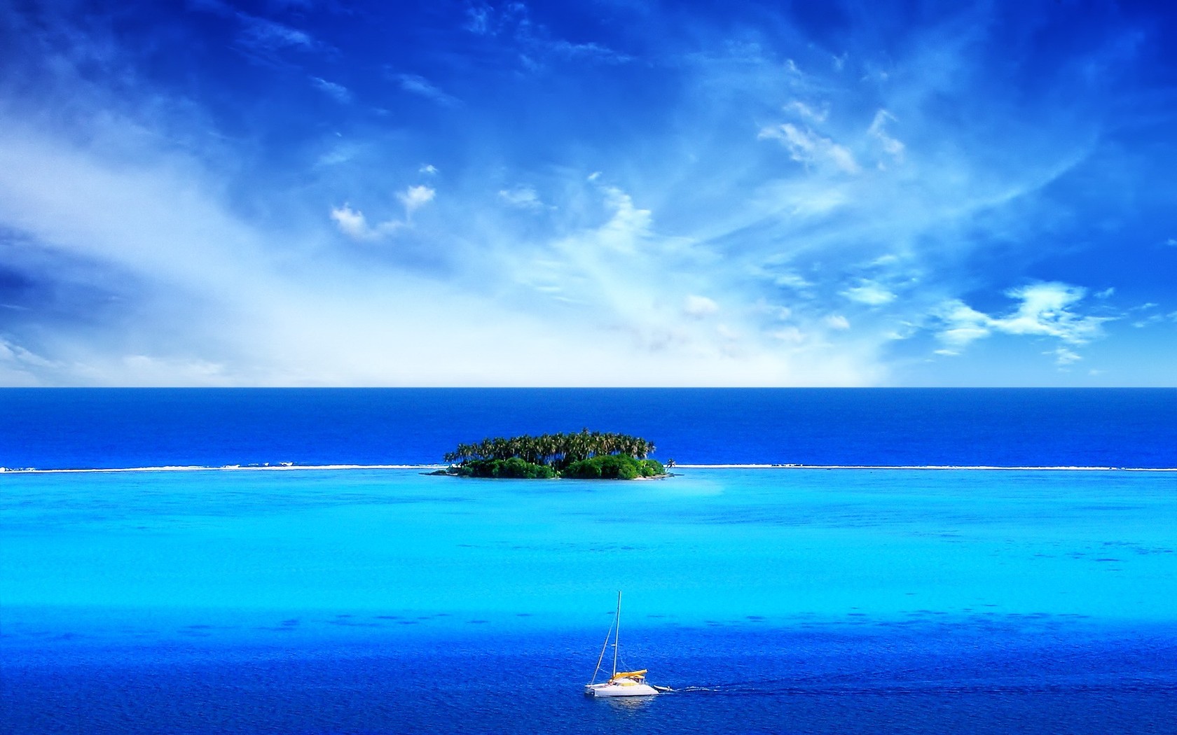 Download Sailing around the tropical island wallpaper 1680x1050