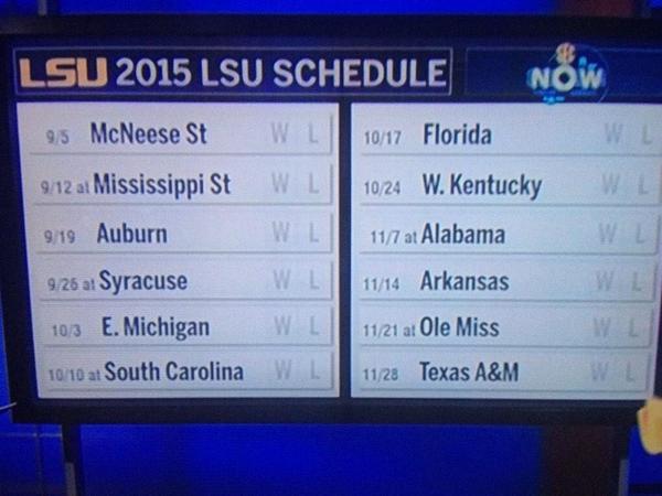 Jacques Doucet on Twitter LSU 2015 football schedule wafb httpt 600x450