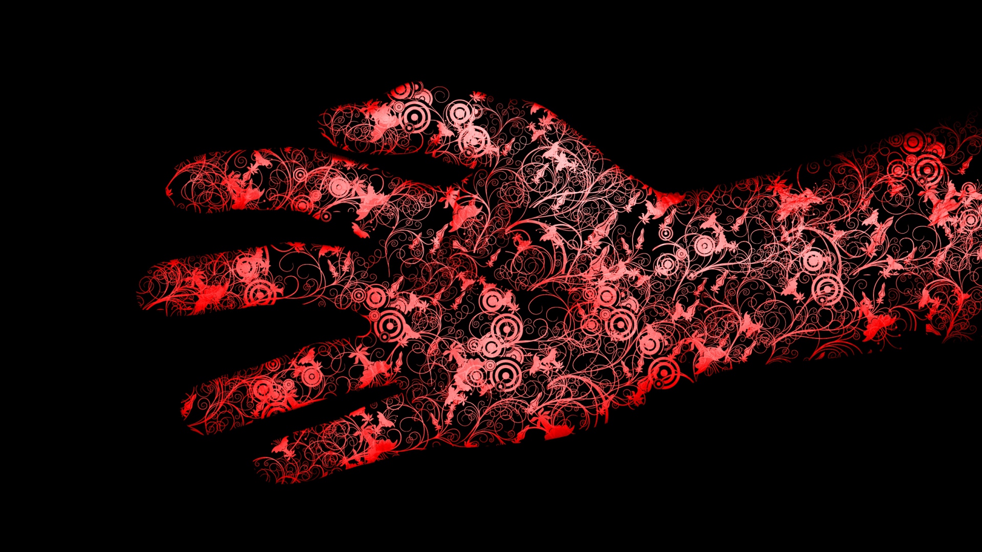 Download Wallpaper 1920x1080 red black hand flowers Full HD 1080p 1920x1080