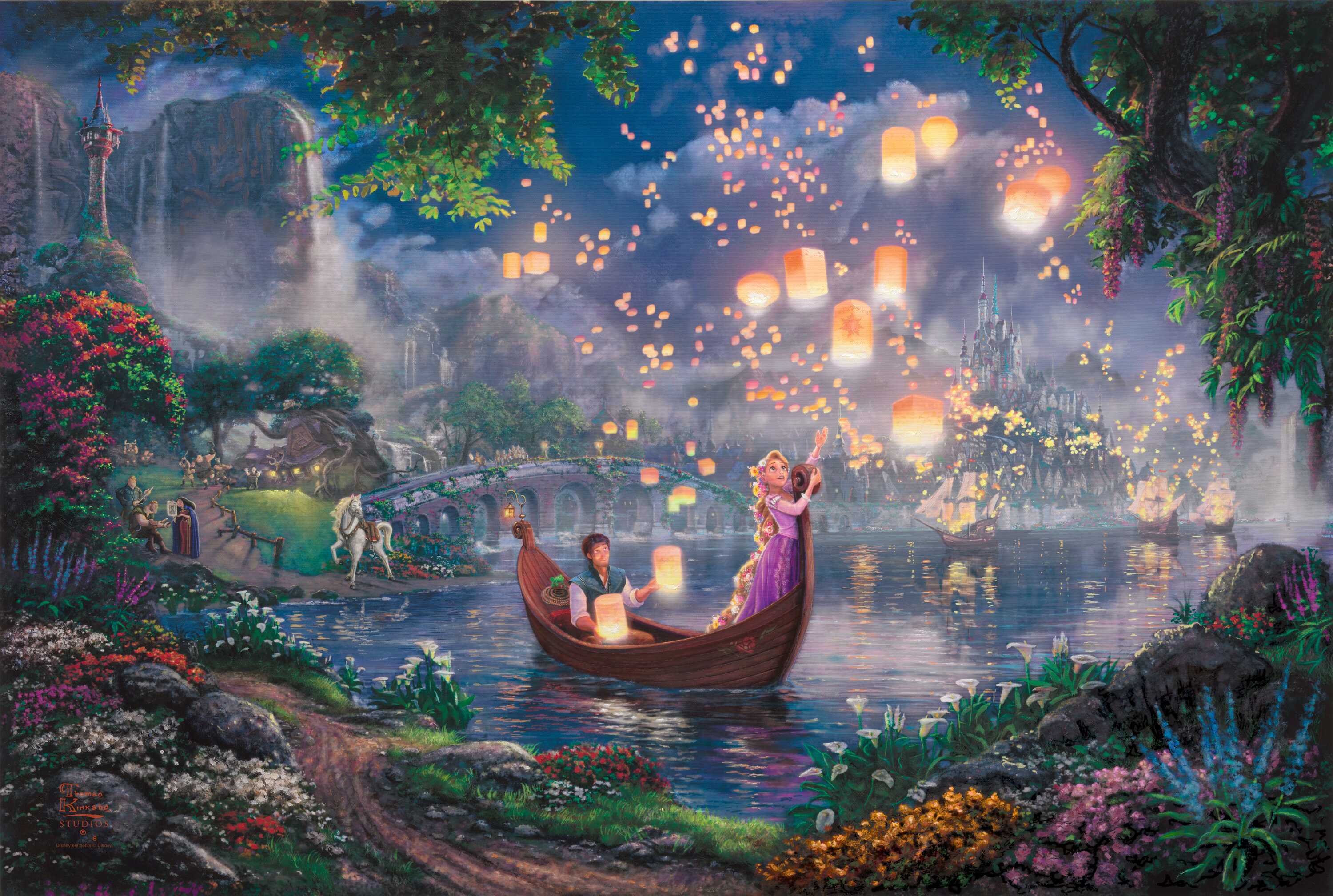 Tangled Wallpaper Thomas Kinkade painting Kinkade Walt Disney 50 3000x2017