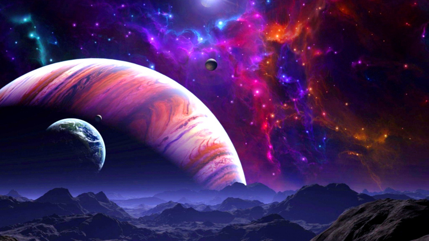 Space Art Desktop Background   PhotosJunction 1366x768