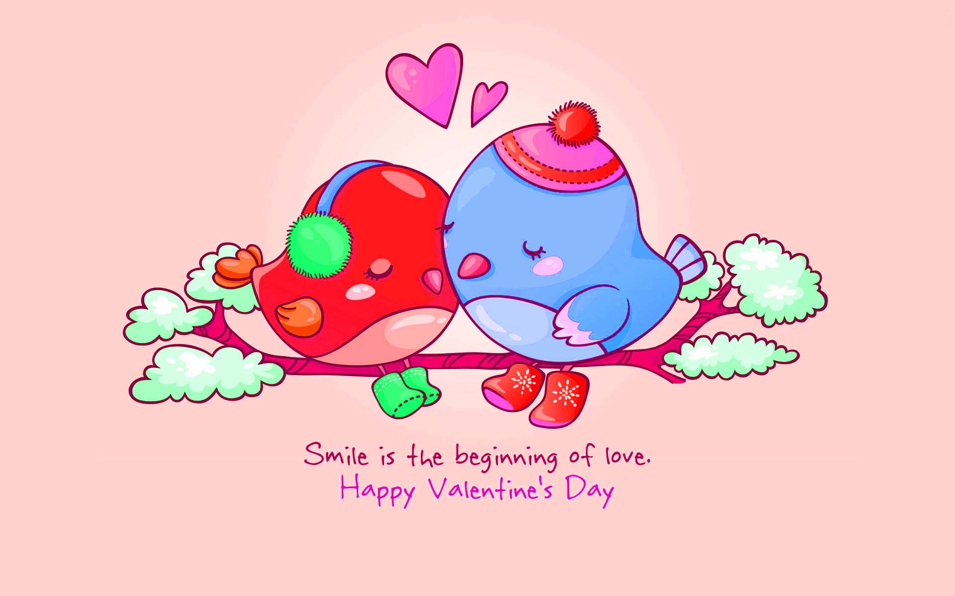 Love Valentine Day Greetings With Cute Love Birds 1920x1200