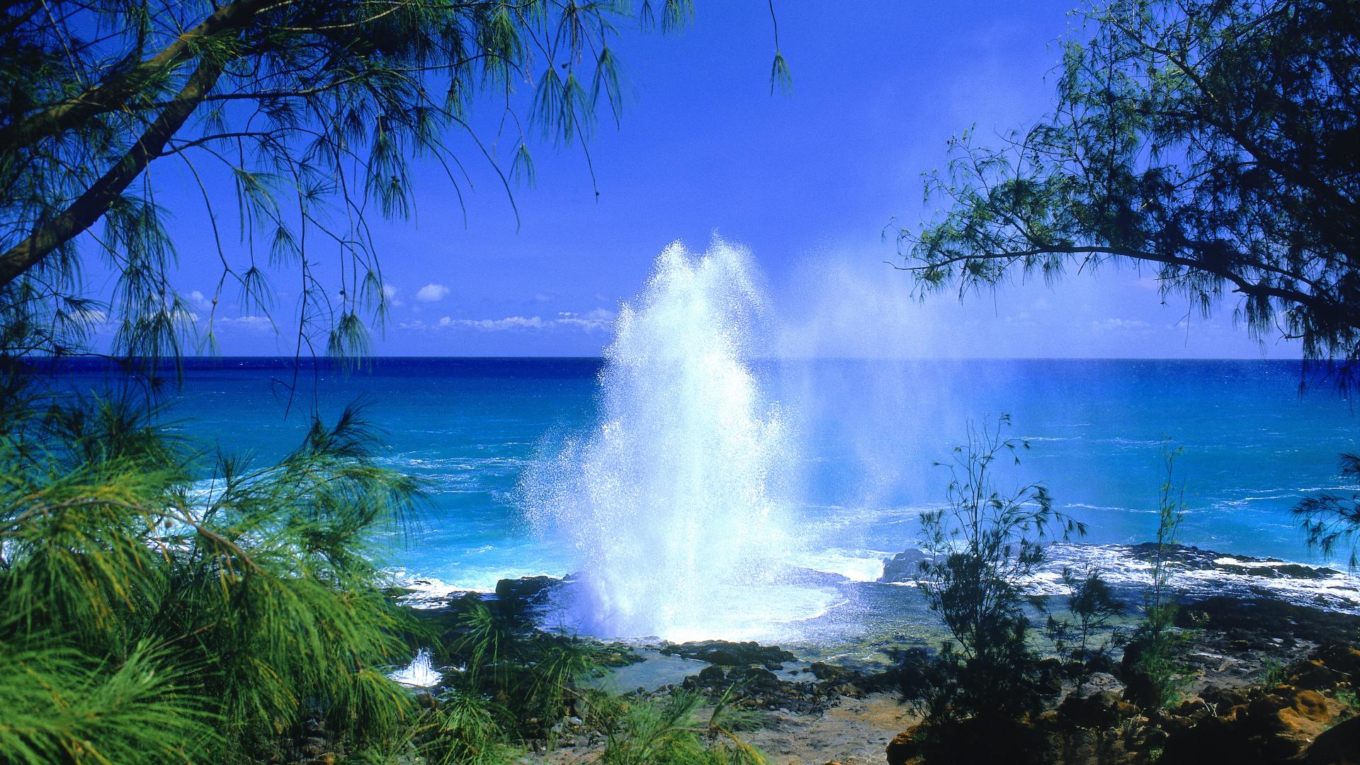 backgrounds desktop wallpaper hawaii spouting beach kauai 1920x1080