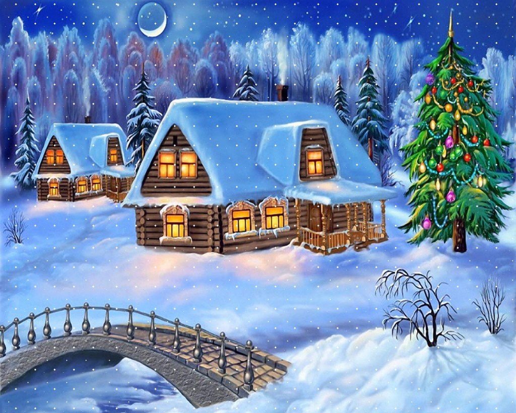 Merry Christmas House Wallpaper Wallpapers 1024x819