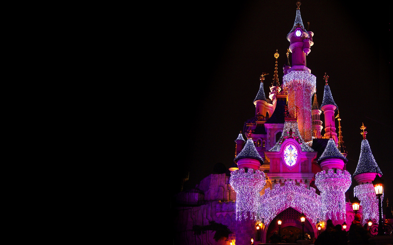 Misc   Disneys Cinderella Castle by Night   Desktop 1280x800