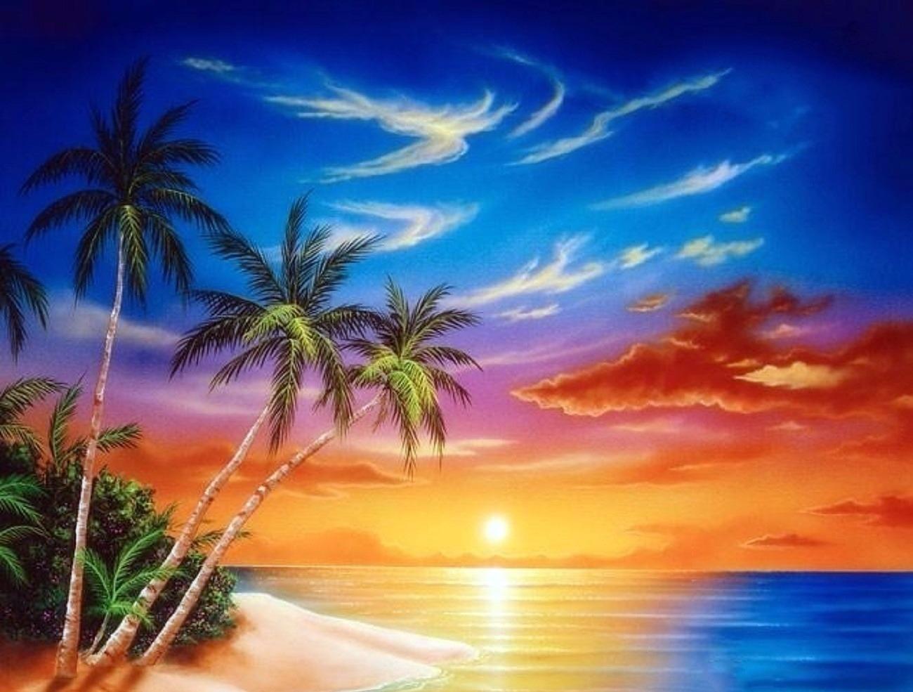 Tropical Island Sunset Wallpapers High Quality Resolution 1300x985