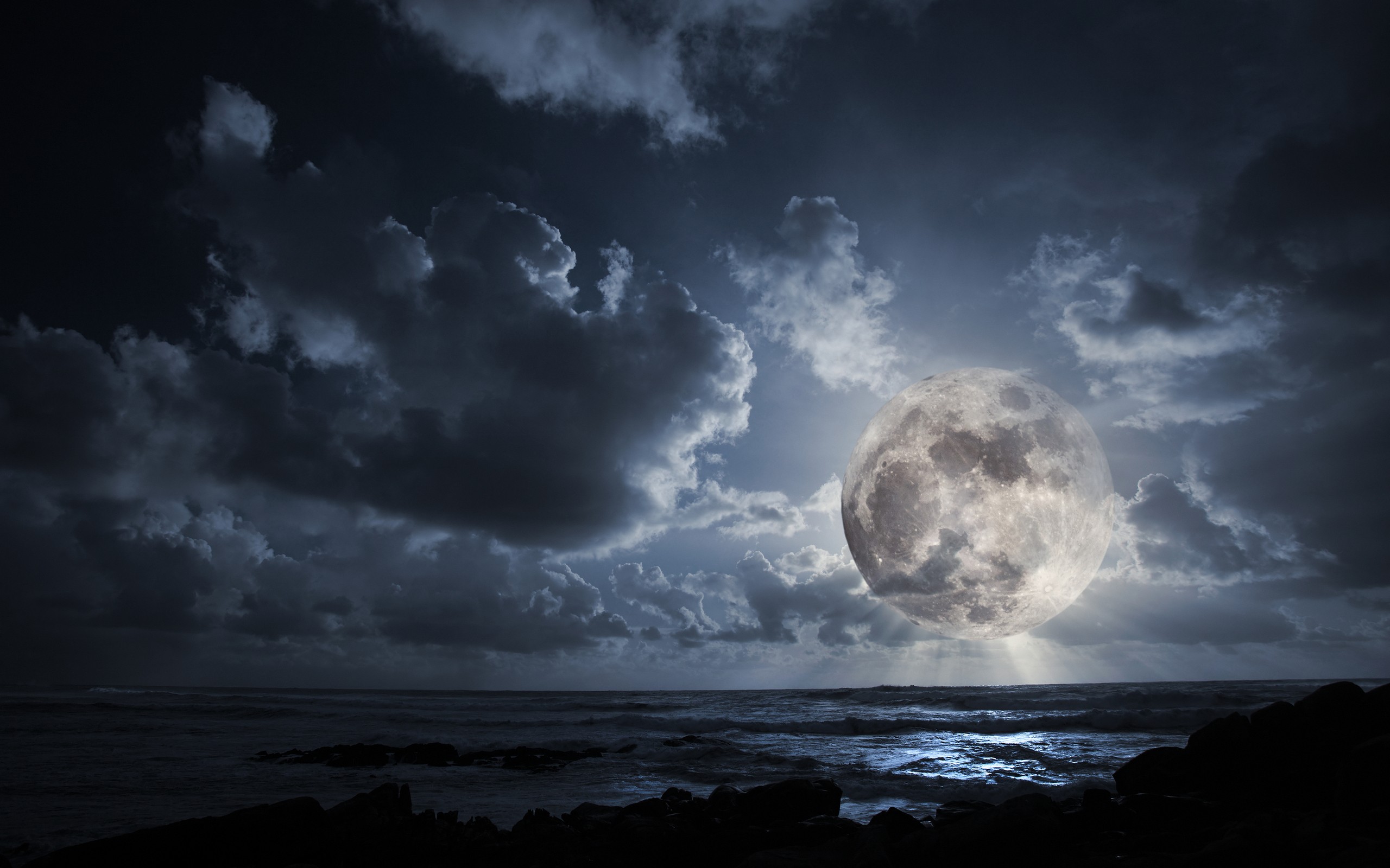 Landscapes outer space dark night moon wallpaper background 2560x1600