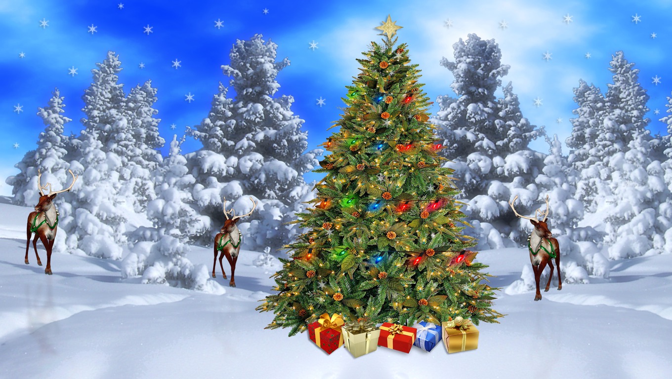  Christmas Desktop Wallpapers Christmas Winter Scene Wallpapers 1360x768