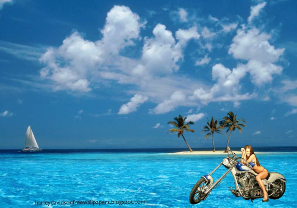  Babes Wallpapers Bikes Beautiful Babe in Blue Island Desktop Wallpaper 1000x700