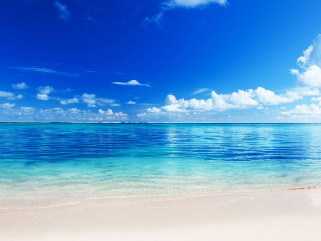 1024x768 Azure Ocean Beach Clouds Sky desktop PC and Mac 1024x768