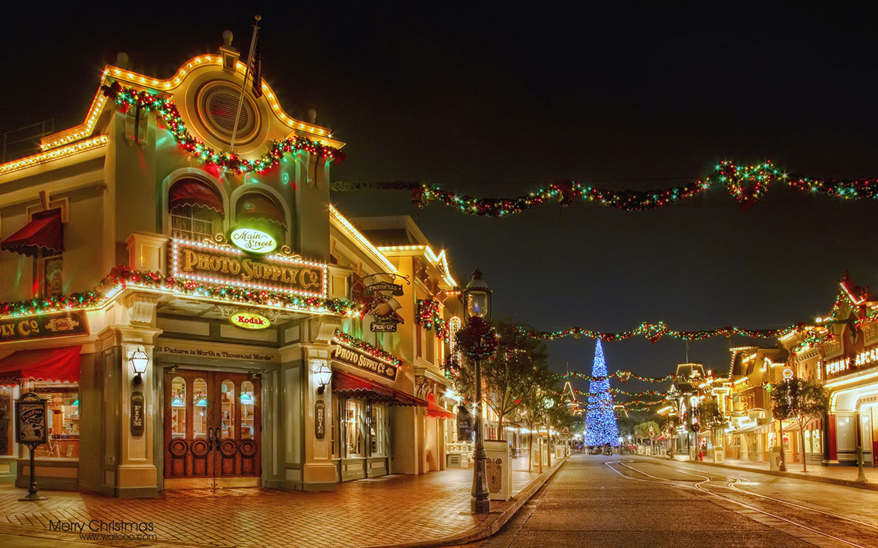 Holiday WallpapersDisney Disneyland Christmas Decorative Night Deskt 1280x800