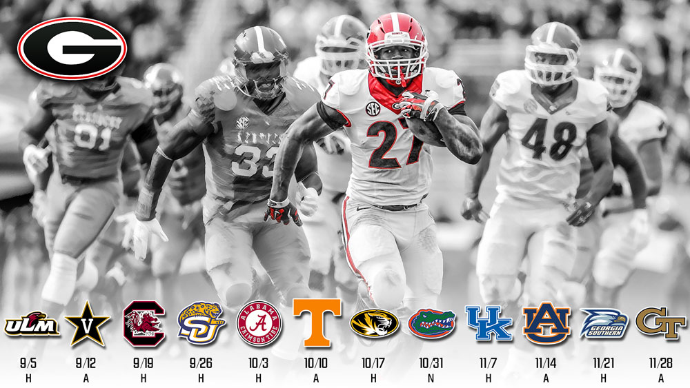 2015 UGA Schedule Wallpaper ft Nick Chubb 1000x563