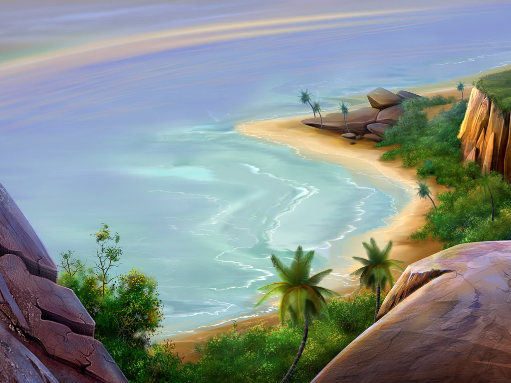 HD tropical island beach scenery wallpaper Desktop Background 1024x768