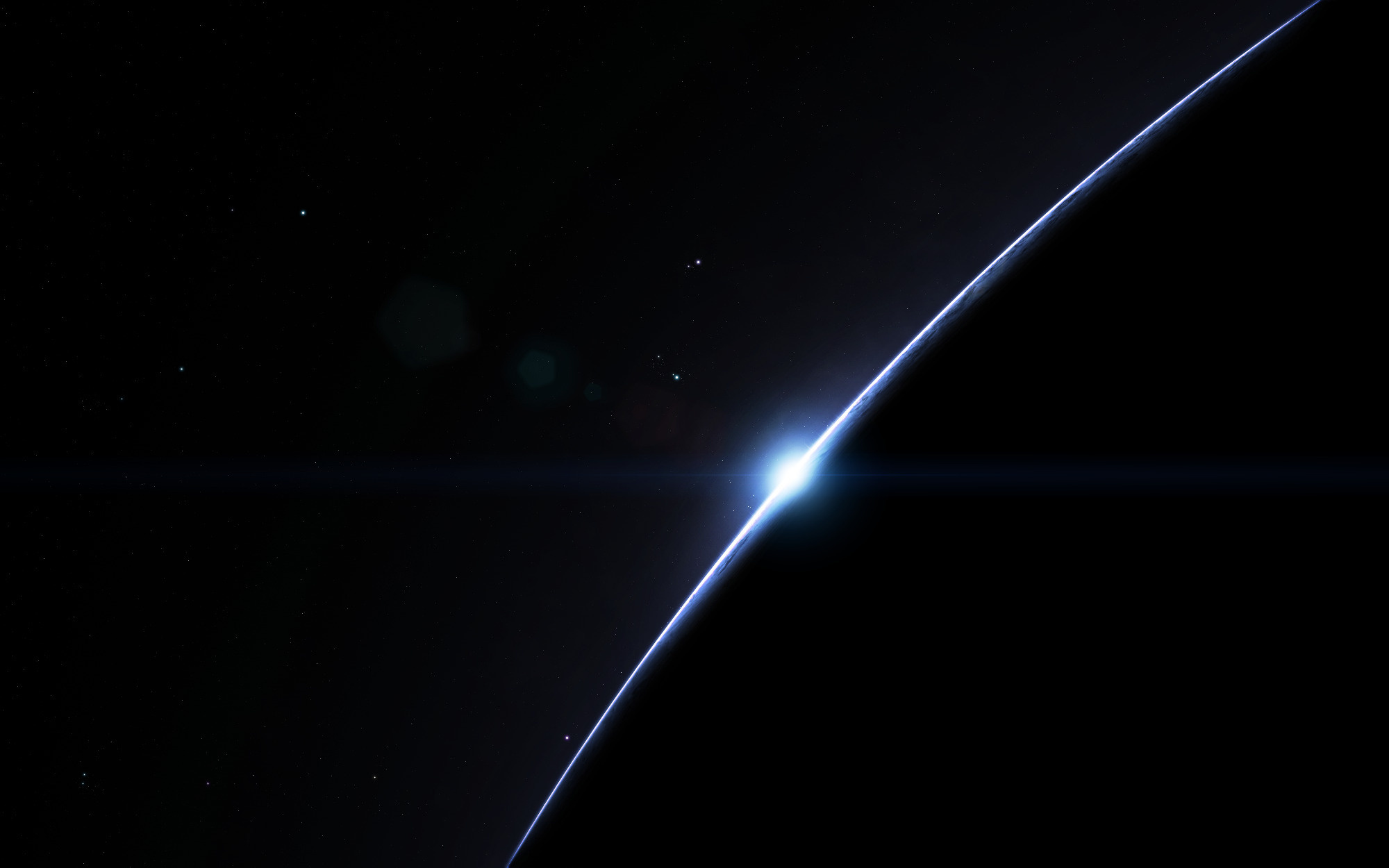 Wallpaper dark simple space planet sunrise stars desktop 2000x1250