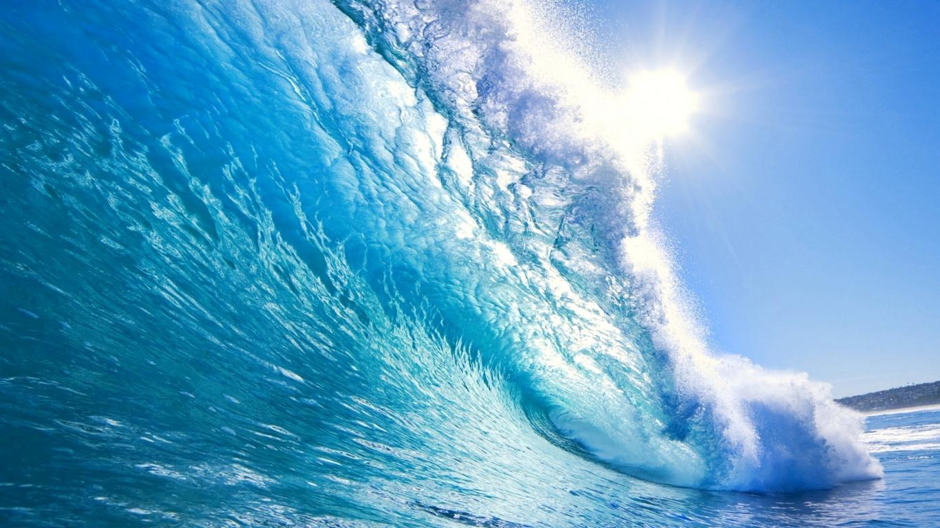 Download Blue Waves Crystal Beach Beautiful Nature Ocean Wallpaper 1366x768