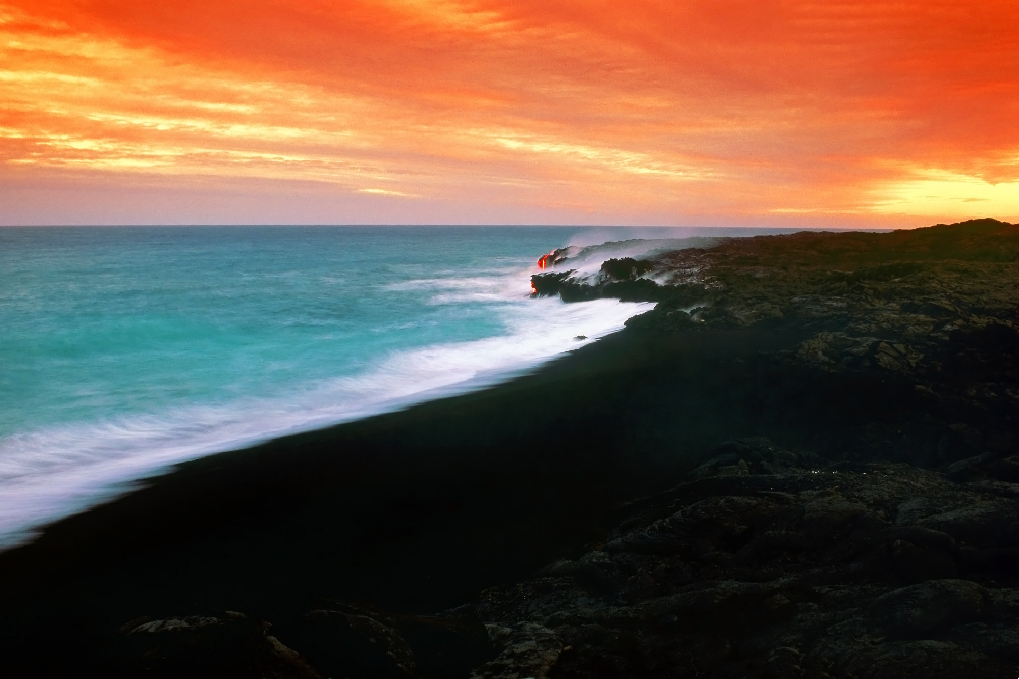 Sunset over a lava fields in Hawaii wallpaper   Beach Wallpapers 2000x1333