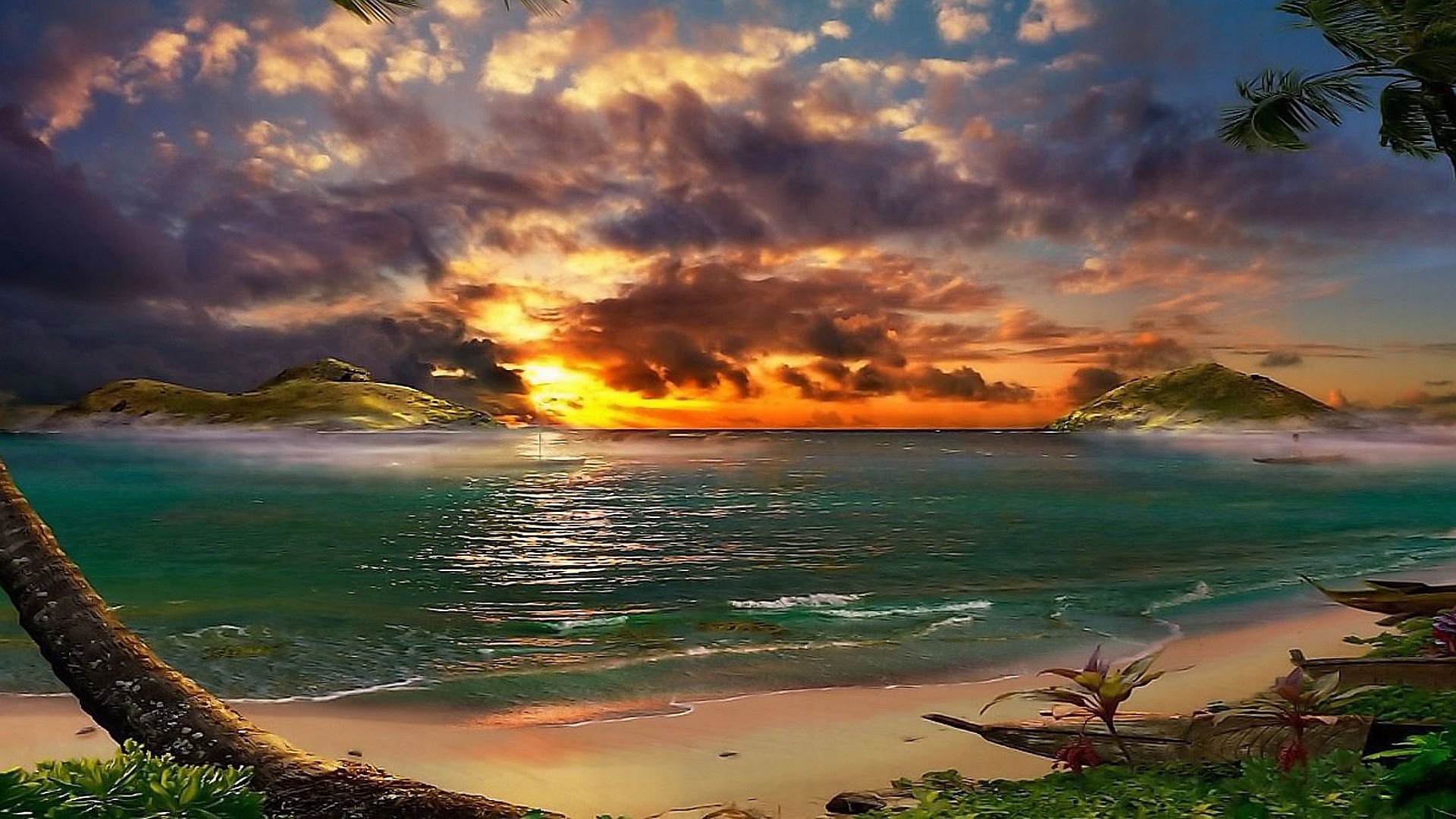 Tropical sunset wallpaper   745030 1920x1080