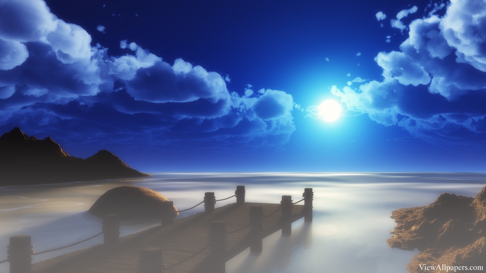 Beach At Night With Moon Beaches HD Wallpapers 1920x1080