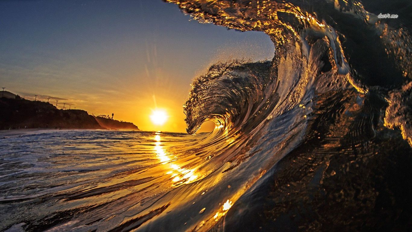 Home sunset beach sunset beach hawaii waves 1366x768